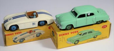 2 Dinky Toys. Cunningham C-5R (133) in white with twin blue racing stripes and mid blue wheels. Plus