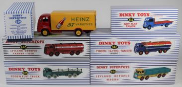 8 Atlas Dinky Toys/Supertoys. Guy Flat Truck (512). Foden Flat Truck with chains (905). Guy