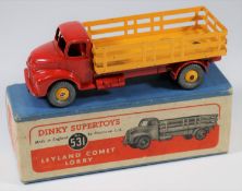 A Dinky Supertoys Leyland Comet Lorry (531). Example with red cab and chassis, yellow back and