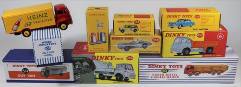 9 Atlas Dinky Toys. Aston Martin DB3S (110). Opel Kapitan (177). Morris Mini Traveller (197).