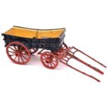 A large scale kit-built painted wooden model of an East Anglian horse drawn farmer's waggon by