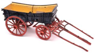 A large scale kit-built painted wooden model of an East Anglian horse drawn farmer's waggon by