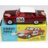 Corgi Toys Rover 2000 in Monte-Carlo Trim (322). In dark metallic maroon with white roof and red