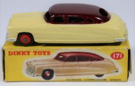 Dinky Toys Hudson Commodore Sedan (171). An example with maroon roof and cream body with red