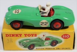 Dinky Toys Aston Martin DB3 Sports (110). In green with red interior and red wheels, RN22.