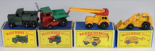 4 Matchbox Series. No.2 Muir Hill Dumper in red and green, with LAING to drivers cab, black