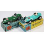 2 Corgi Toys single seat racing cars. Both B.R.M. Early version (152) in dark green, RN3 and Union