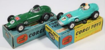 2 Corgi Toys single seat racing cars. Both B.R.M. Early version (152) in dark green, RN3 and Union