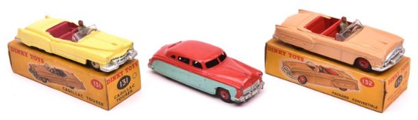3 Dinky Toys. Hudson Sedan (171). A harder to find Low Line example in bright red and turquoise with