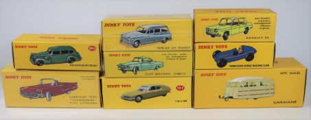 8 Atlas Dinky Toys. Mercedes-Benz Racing car (23C). Packard Eight Sedan (39A). Citroen SM (39F).