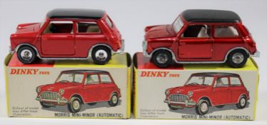 2 Dinky Toys Morris Mini-Minor (Automatic) (183). An example in metallic red with matt black