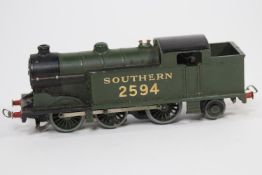 A rare Hornby Dublo pre-war 3-rail SOUTHERN Class N2 0-6-2T locomotive (EDL7) 2594, in dark green/