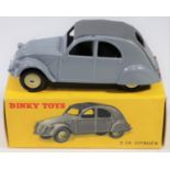 French Dinky Toys 2CV. Citroen (535). An example in two tone grey with cream wheels and black tyres.