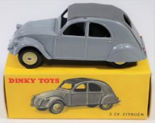 French Dinky Toys 2CV. Citroen (535). An example in two tone grey with cream wheels and black tyres.