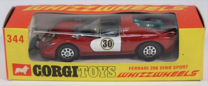 Corgi Whizzwheels Ferrari 206 Dino (344). In red with white doors, black interior and spoiler, RN30.