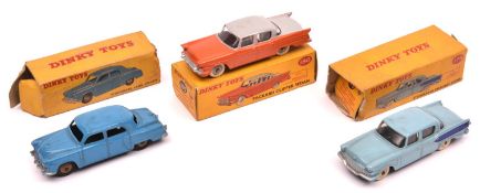 3 Dinky Toys. Studebaker Land Cruiser (172). In mid blue with fawn wheels. Studebaker President