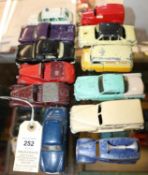 12 Dinky Toys for restoration. 2x Sunbeam-Talbot, Vauxhall Victor Ambulance, Loud Speaker Van,