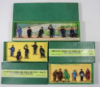 A scarce Pre-War Dinky Toys set, Station Staff. With 6 figures mounted on a picture display base,