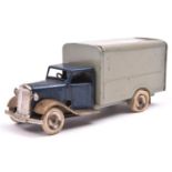 Tri-ang Minic Delivery Van 21M. A 1930's example with dark blue cab, plated mudguards, grey rear