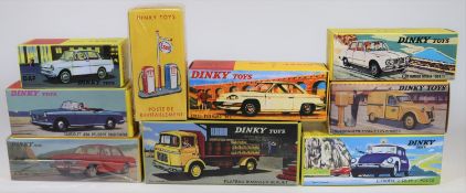 8 Atlas Dinky Toys. Citroen DS19 POLICE (501). DAF (508). Alfa Romeo Giulia 1600Ti (514). Coach