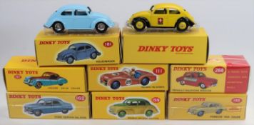 8 Atlas Dinky Toys. Triumph TR2 Sports (111). Jaguar XK120 Coupe (157). Morris Oxford Saloon (