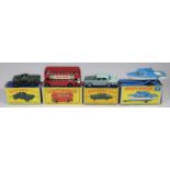 4 Matchbox Series. No5 Routemaster bus in red with BP Visco Static adverts, with black plastic
