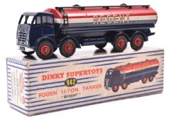 Dinky Supertoys Foden 14-Ton Tanker REGENT (942). In dark blue, red and white livery, red wheels and