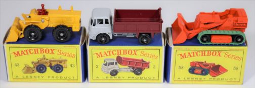 3 Matchbox Series. No.3 Bedford Tipper Truck. In light grey with maroon rear tipping body and