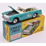 Corgi Toys Aston Martin Competition Model (309). in turquoise and white with yellow interior, RN7,