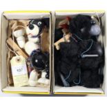 2 Pelham Puppet Animals. 'Wuff' the black and white dog and 'Poodle', with all black fur. Both