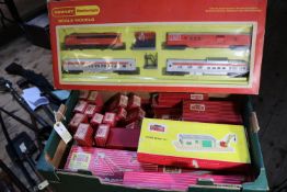 30x Hornby Dublo items in red striped boxes. Including 21x freight wagons; 2x coal wagons, 2x