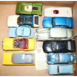 12 Dinky cars most for restoration. Police Mini Clubman, Bentley SE, Volkswagen De Luxe, Lamborghini