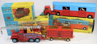 Corgi Major Toys Chipperfield's Circus Crane Truck (1121). In red, yellow and light blue livery,