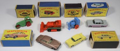 6 Matchbox Series. No.1 Road Roller in light green with red metal wheels. No.3 Cement Mixer in light