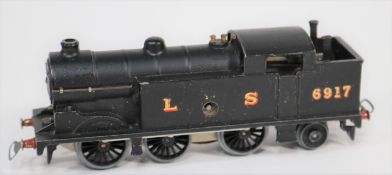A rare Hornby Dublo pre-war clockwork LMS Class N2 0-6-2T locomotive (DL7) 6917. In black livery