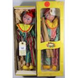 2 Pelham Puppet Clowns. Both similar examples, but with differences. One with two tone green, pink/