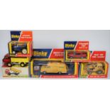 5 Dinky Toys. Muir Hill 2WL Loader (437). In yellow. Ford D800 Tipper truck (438) cab in metallic