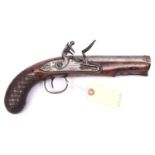 A 16 bore flintlock pistol by R Ashmore (Wednesbury, Staffs), c 1820, 11” overall, octagonal twist