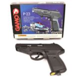 A .177” Spanish Gamo P-23 automatic style 10 shot repeater CO2 BB pistol, number 04-4C-132715-02, of