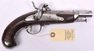 A French 20 bore Model 1822 Gendarmerie pistol converted to Model 1842 percussion, 9¾” overall,