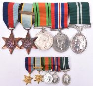 Five: 1939-45 star, Air Crew Europe star with F&G clasp, Defence, War, Air Efficiency Award, Geo