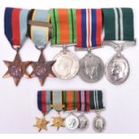 Five: 1939-45 star, Air Crew Europe star with F&G clasp, Defence, War, Air Efficiency Award, Geo