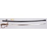 A Third Reich Cavalry Officer’s sword, plated blade with mark of Clemen & Jung, Solingen, brass hilt