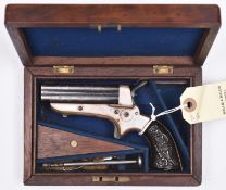 A good cased .30” rim fire Sharps patent 4 barrelled pistol by Tipping & Lawden, number 4027, 5½”