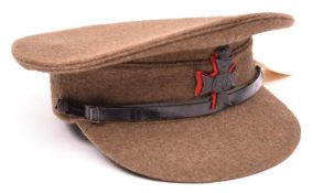 An OR’s khaki peaked cap, c 1925, of the 16th London Regt (Q. Westminster and Civil Service Rifles),