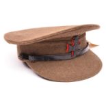 An OR’s khaki peaked cap, c 1925, of the 16th London Regt (Q. Westminster and Civil Service Rifles),