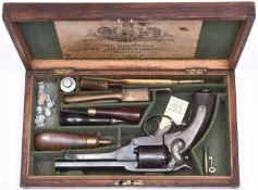 A cased 5 shot 54 bore Kerr’s patent side hammer single action percussion revolver, barrel 5½”