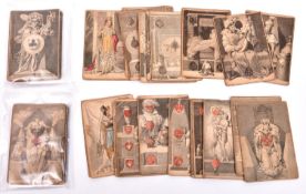 An early 19th century pack of 52 lithographed playing cards, with a few details highlighted in red