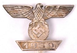 A 1939 bar to the 1914 Iron Cross 1st class, with flat pin back, the pin marked “L21” in