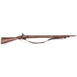 A 28 bore Indian 3 band percussion musket of Enfield type, 52” overall, barrel 37” with “V”